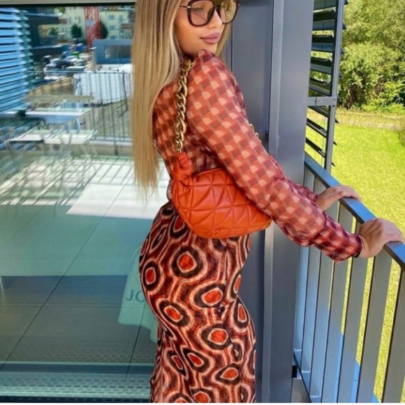 ZARA 2 PIECE SET GEOMETRIC PRINT ORGANZA MINK TOP AND TULLE SKIRT - Picture 2 of 10